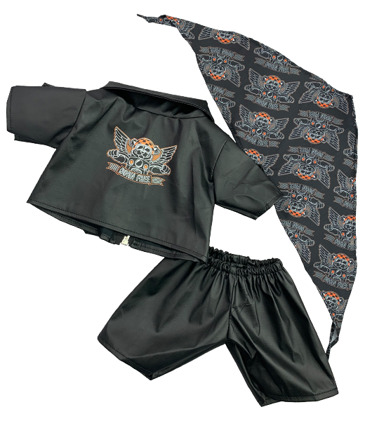 Brown Patches Bear 8 Inch with Biker "King of the Road" Outfit