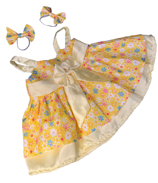 Brown Bear Plush 8 Inh with Summer Dress Outfit 16 Inch