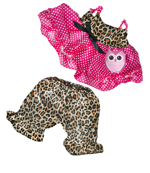 8 Inch Brown Bear Plush with Cute Leopard Owl Outfit – 16 Inch