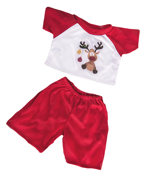Brown Bear Plush 8 Inch with Reindeer PJs 16 Inch Outfit