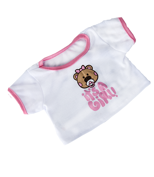 8 Inch Brown Bear Plush with “It’s A Girl” Tee Outfit – 16 Inch