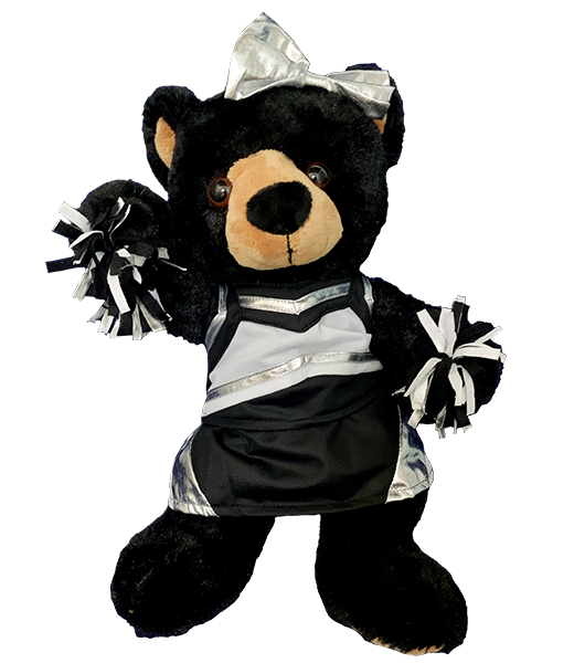 Metallic Silver & Black Cheerleader Uniform 8 Inch