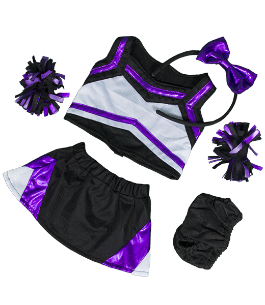 Brown Patches Bear 8 Inch with Purple & Black Cheerleader Uniform