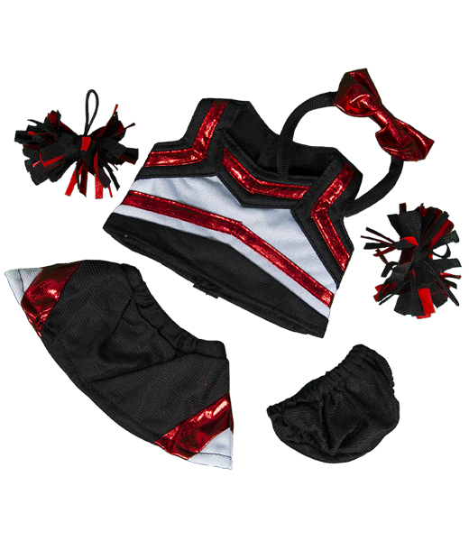 Brown Patches Bear 8 Inch with Red & Black Cheerleader Uniform
