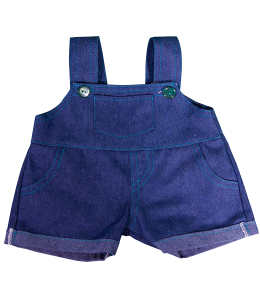 Brown Bear 8 Inch Plush with Denim Overalls & Teal Stitching