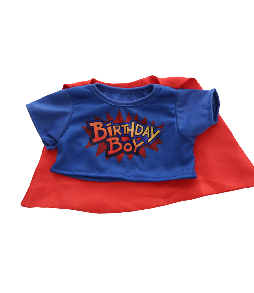 Brown Bear Plush 8 Inch with Birthday Hero Boy Tee 16 Inch