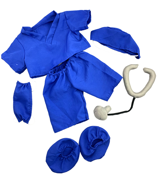 Brown Bear 8 Inch Plush with Dark Blue Scrubs Outfit