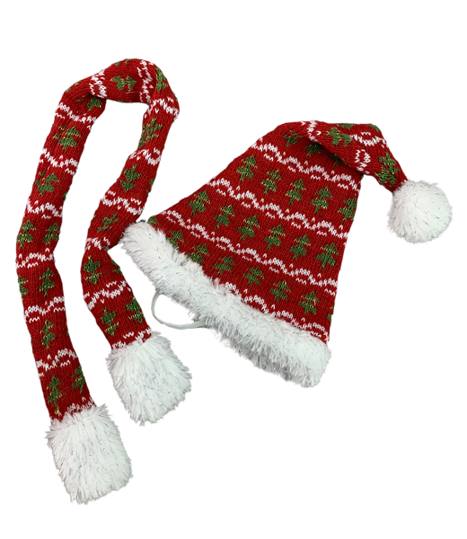8 Inch Brown Bear Plush with Festive Knit Hat & Scarf – 16 Inch
