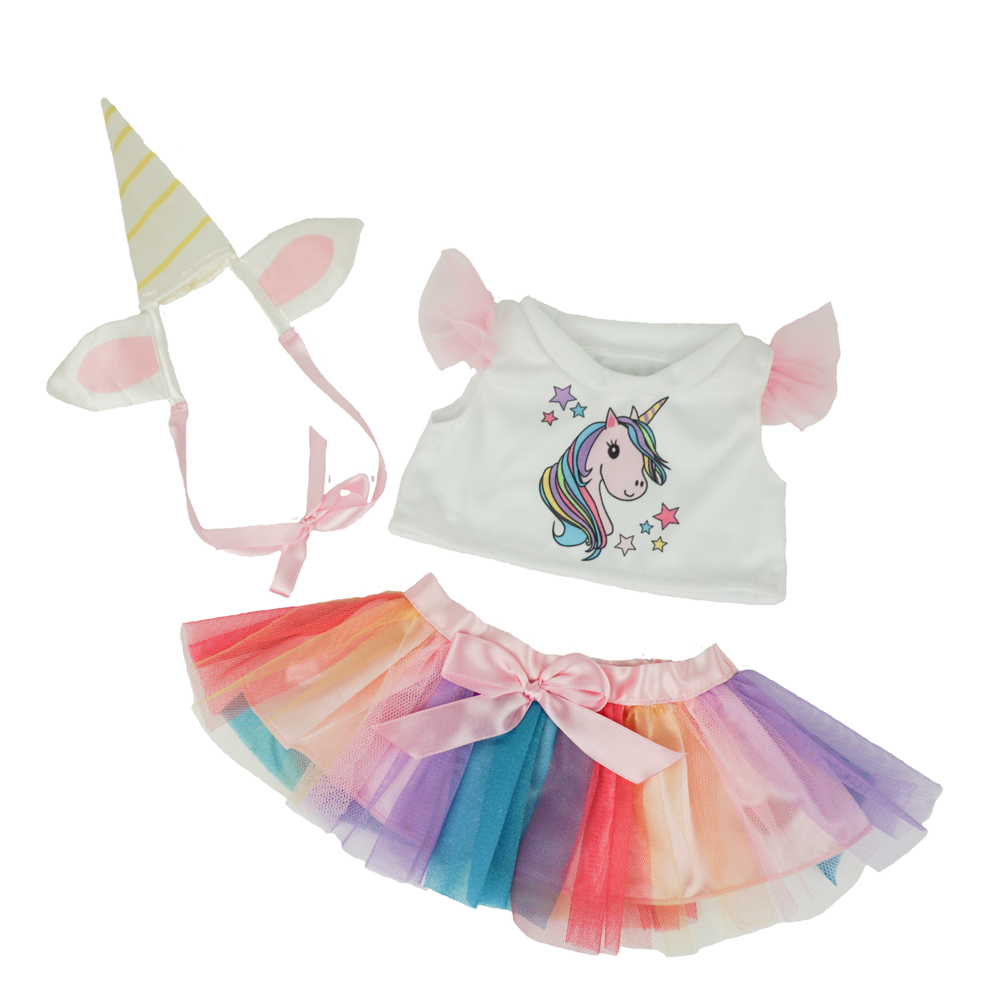16 Inch Unicorn Outfit for Stuffed Toy – Sparkly Dress & Unicorn Horn Headband
