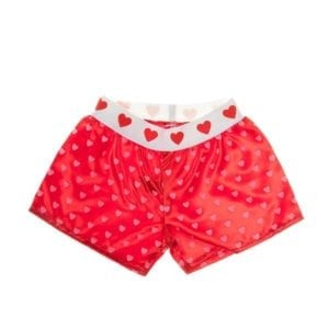 Satin Heart Boxer Shorts – 16 Inch Plush Toy Outfit with Pink Heart Design