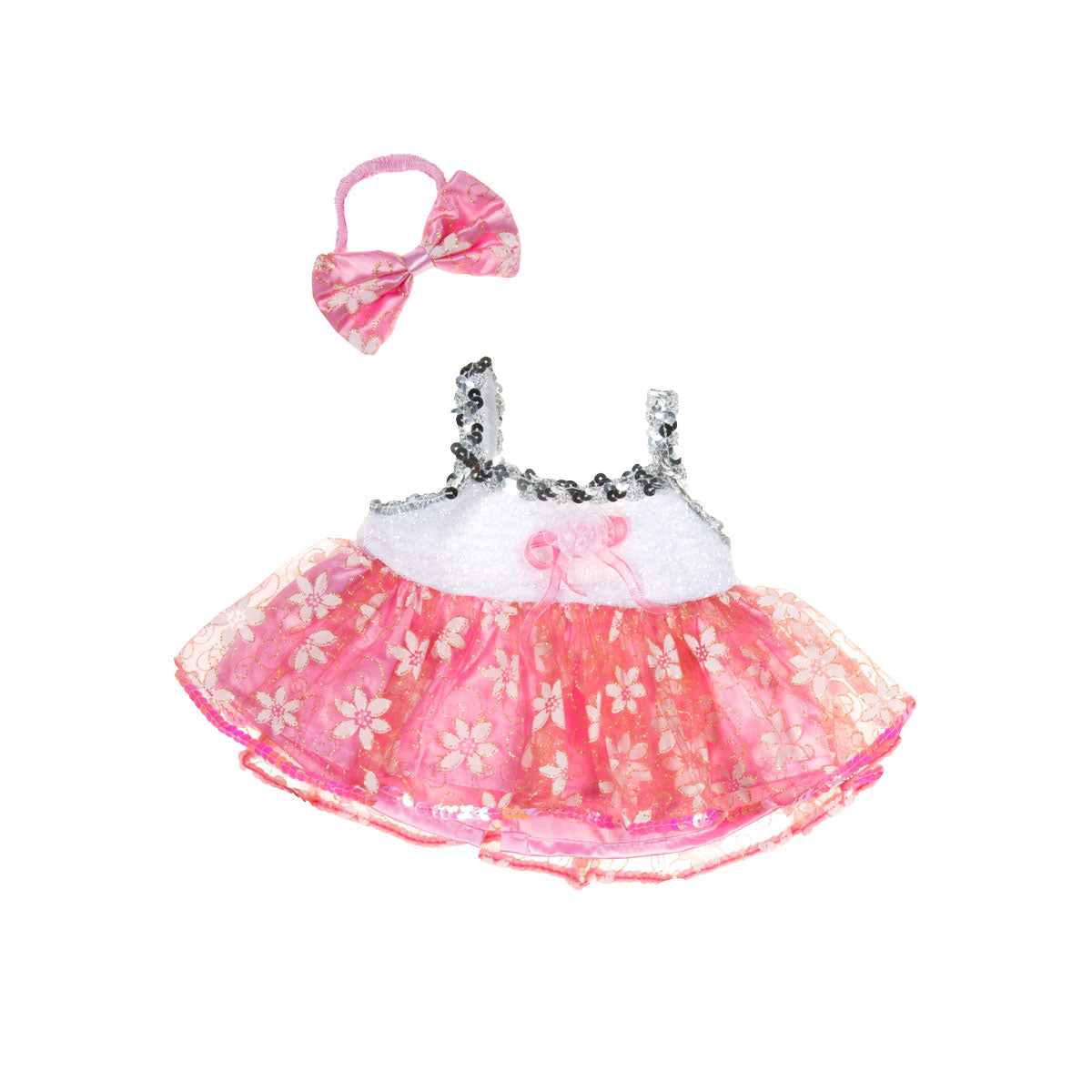 Pink Passion Hearts Dress – 16 Inch Plush Toy Outfit with Heart Patterns for Stuffed Animals