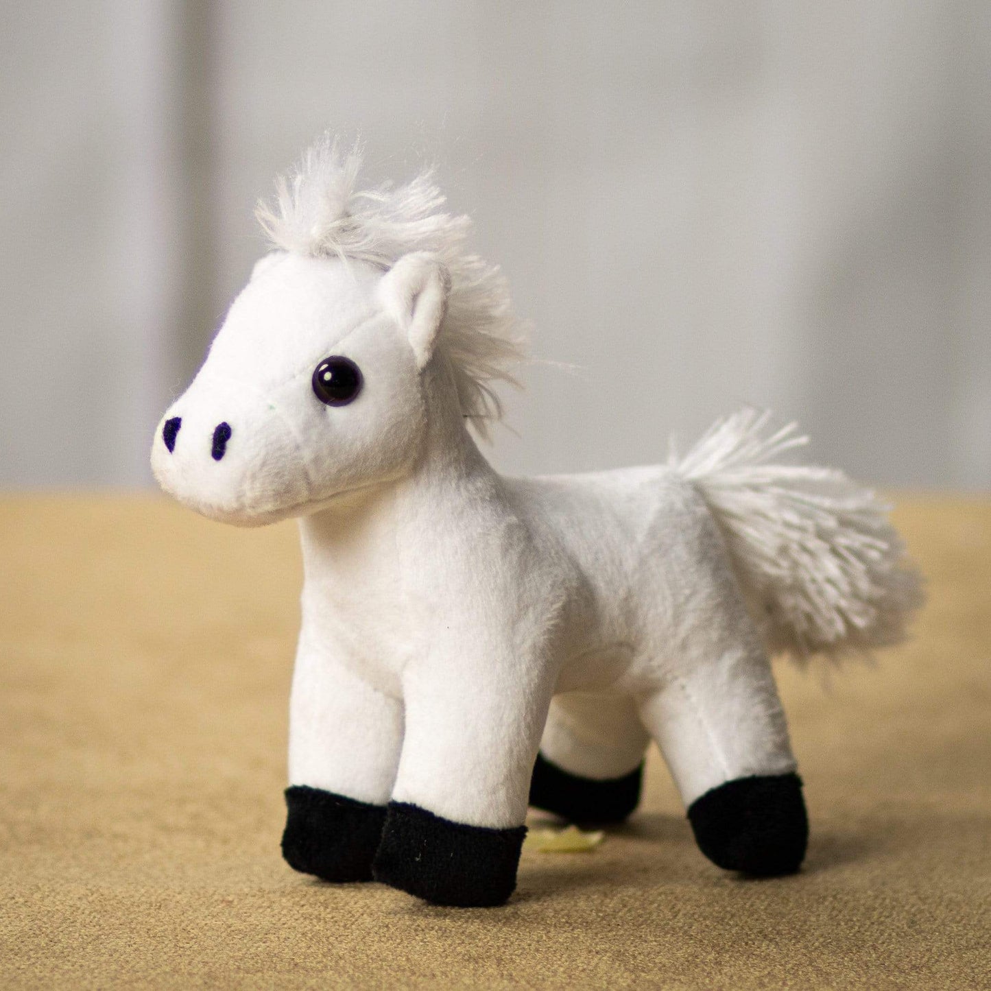 5.5 Inch Standing White Horse Plush Toy – Soft Stuffed Animal for Kids