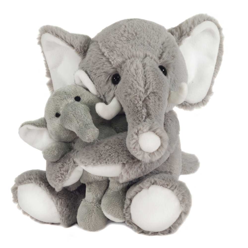 Soft 10 Inch Elephant Plush - Mom and Baby Duo