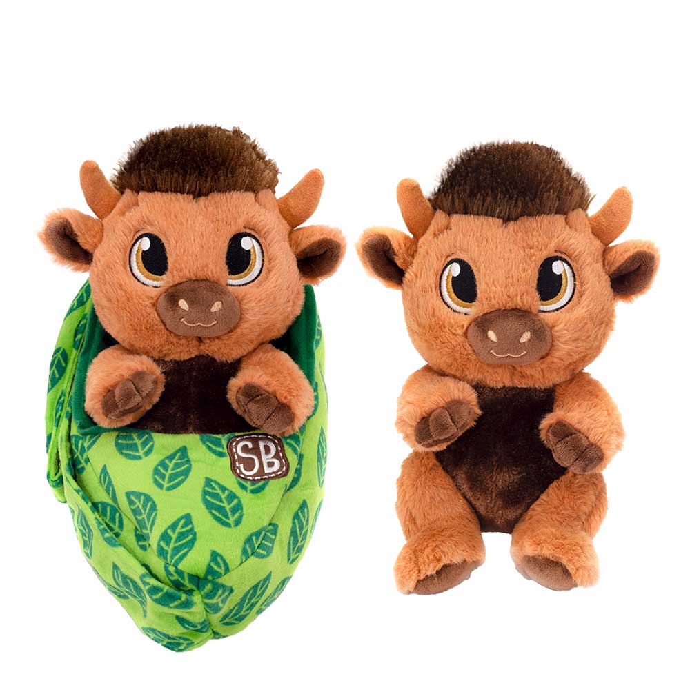 9.5-Inch Cuddle Bison Plush Toy with Swaddle Sling for Infants