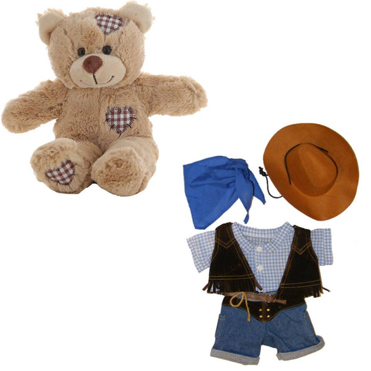 Brown Bear 8 Inch Plush with Cowboy Outfit & Hat