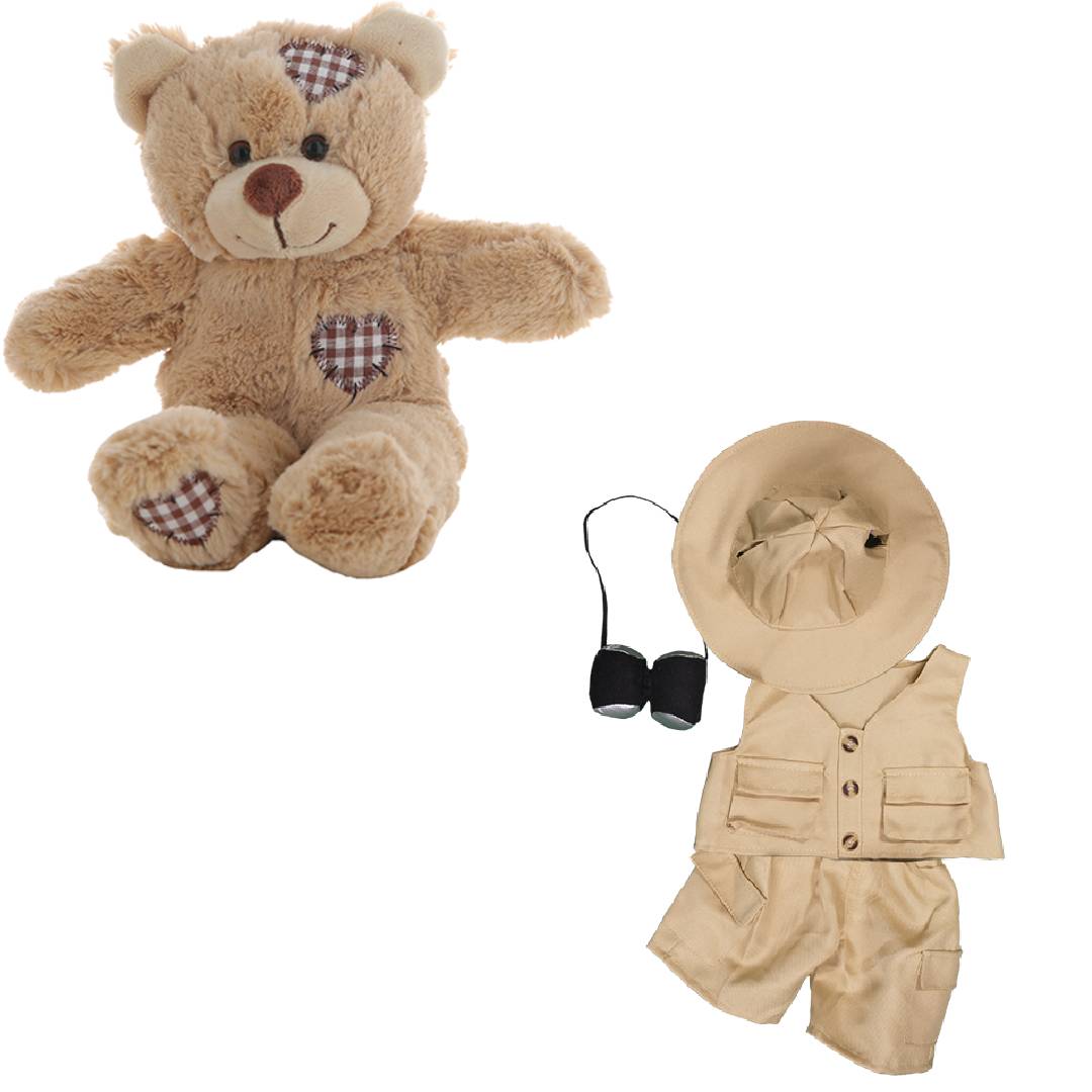 Brown Bear 8 Inch Plush Toy with Safari Explorer Outfit