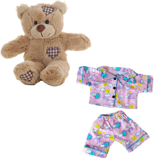 Brown Bear 8 Inch Plush in Sunny Days Pink Pajamas 16 Inch