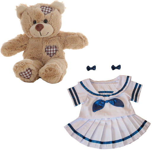 Brown Bear 8 Inch Plush with Sailor Girl Outfit & Bows