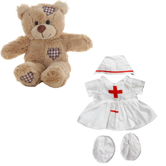 Brown Bear 8 Inch Plush with Nurse Outfit 16 Inch