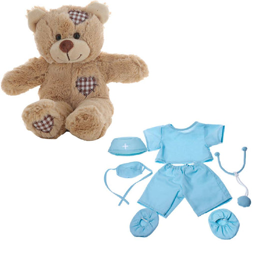 Brown Bear 8 Inch Plush with Doctor Scrubs Outfit 16 Inch