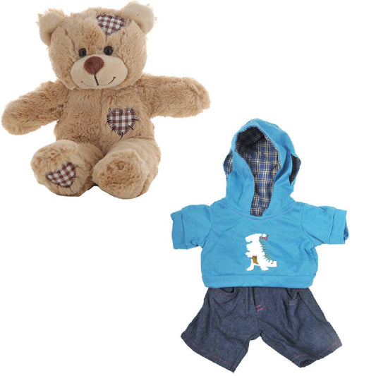 Brown Bear 8 Inch Plush with Dinosaur Outfit 16 Inch