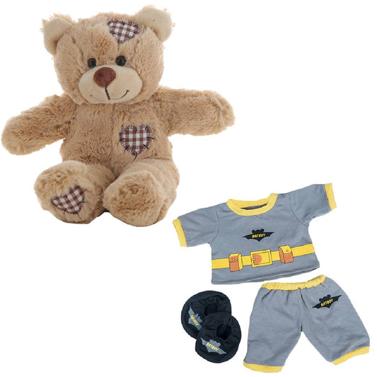 Brown Bear Plush 8 Inch with Batboy PJs & Slippers 16 Inch