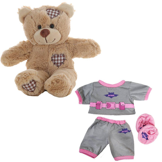 Brown Bear Plush 8 Inch with Batgirl PJs & Slippers 16 Inch