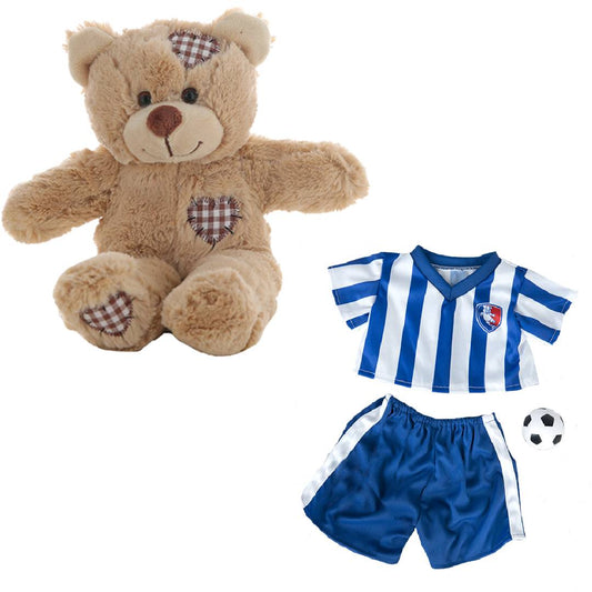 Brown Bear Plush 8 Inch with All-Stars Soccer Uniform & Ball 16 Inch