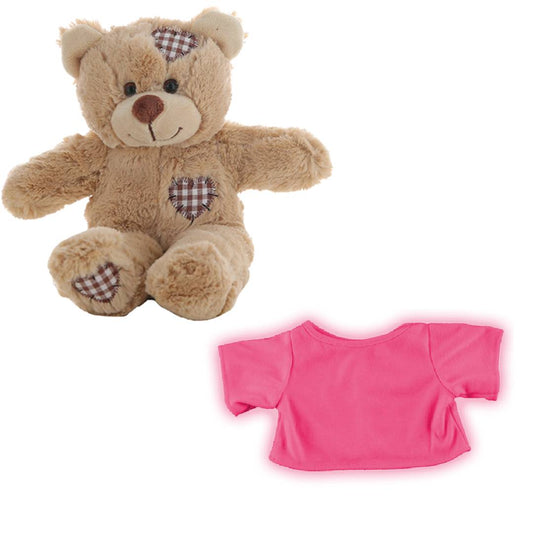 Brown Bear Plush 8 Inch in Bright Pink T-Shirt 16 Inch Outfit