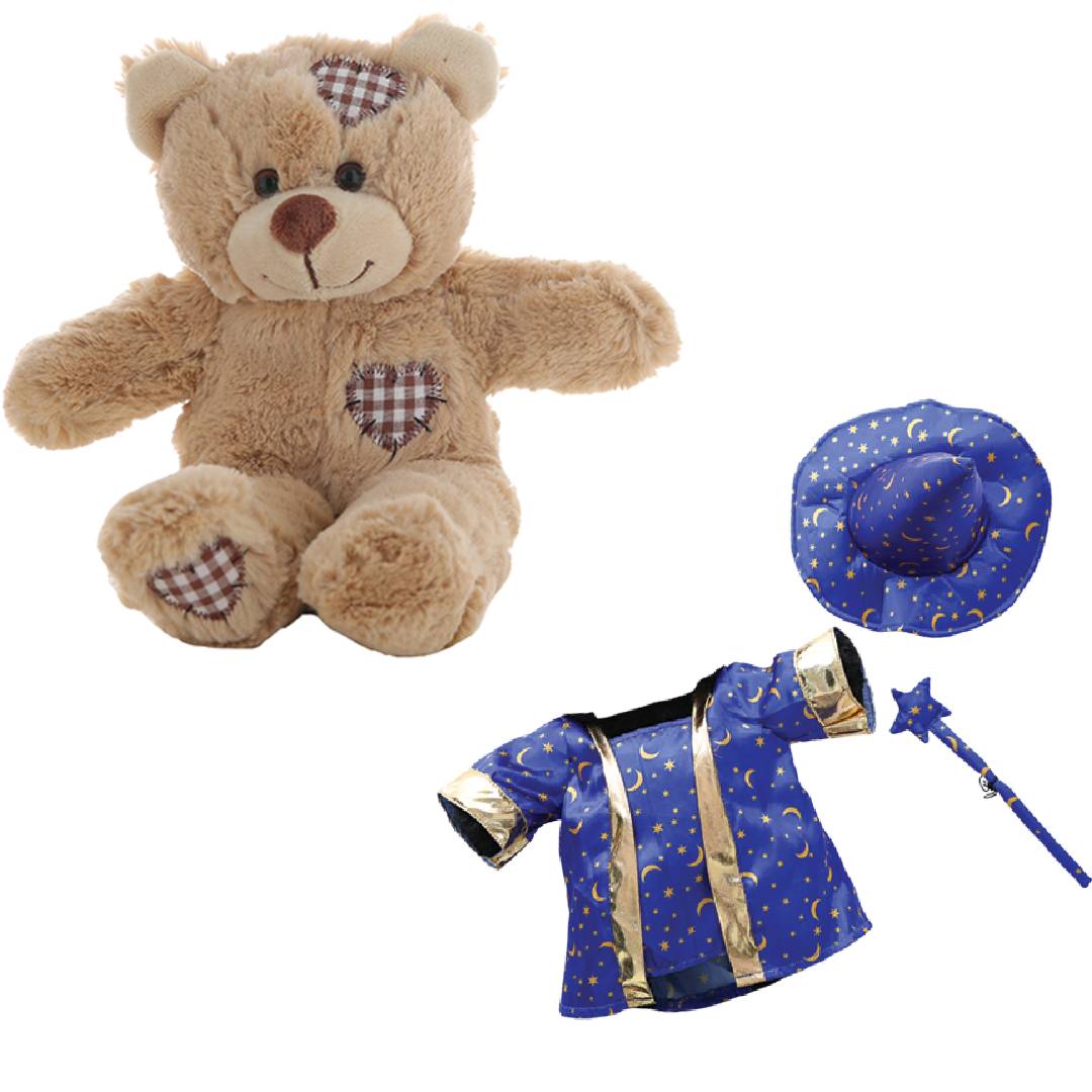 Brown Bear Plush 8 Inch with Wizard Costume & Wand 16 Inch