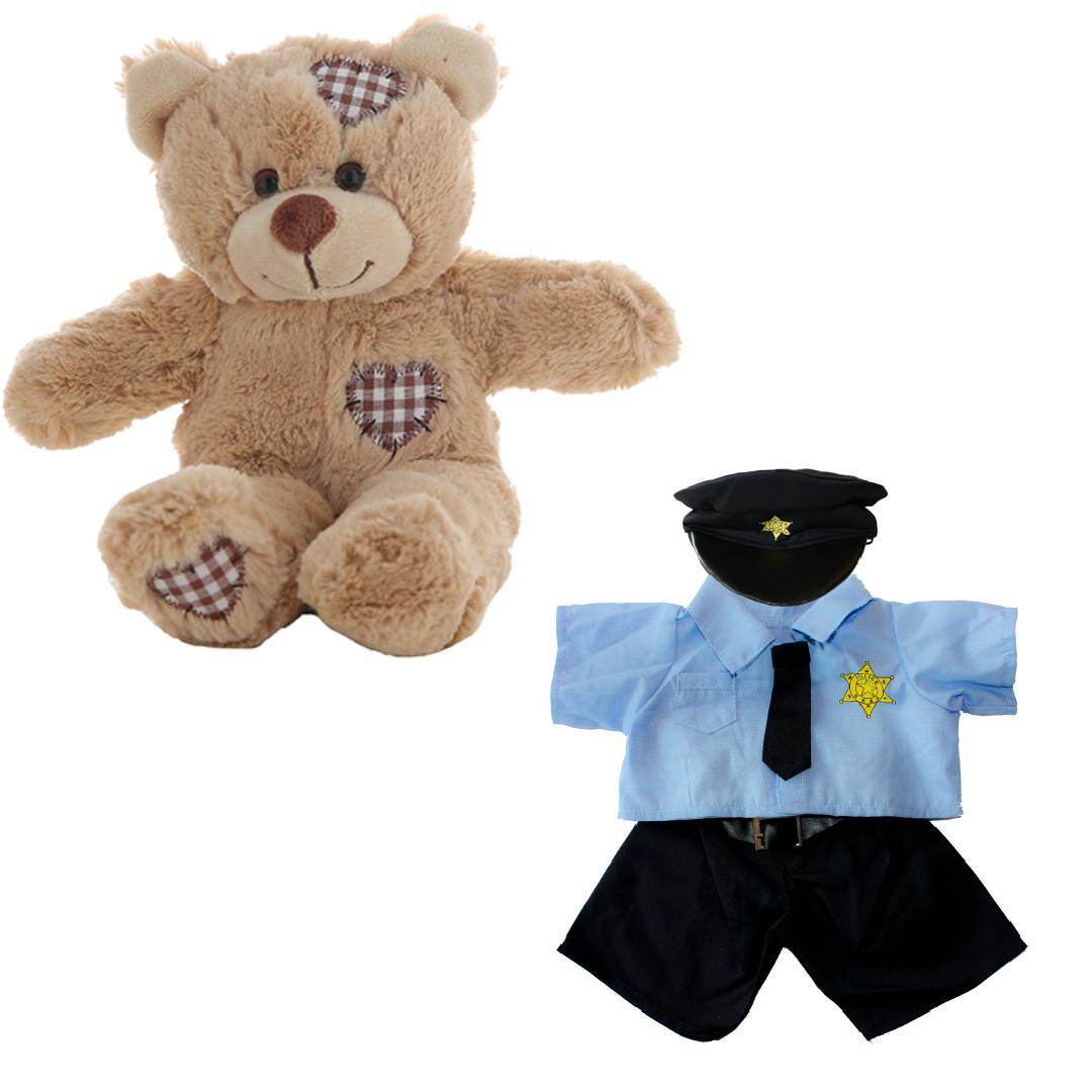 Brown Bear Plush 8 Inch with Policeman Outfit 16 Inch