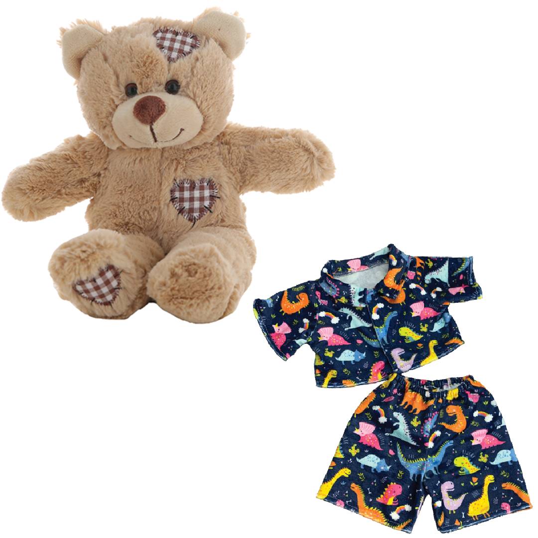 Brown Bear Plush 8 Inch with Diggin' Dinos PJs 8 Inch