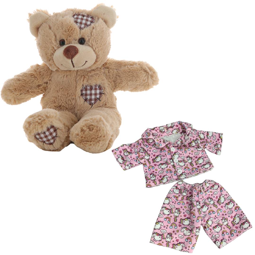 Brown Bear Plush 8 Inch with Unique Unicorns PJs 8 Inch