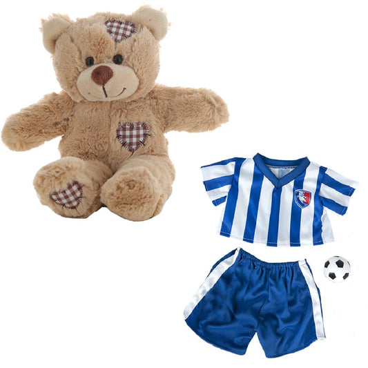 Brown Bear Plush 8 Inch with All-Stars Soccer Uniform & Ball 8 Inch