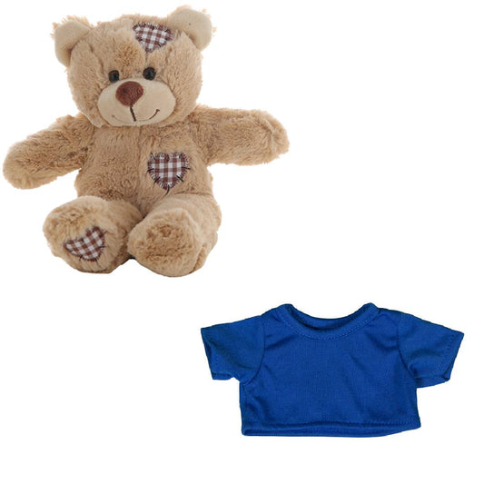 Brown Patches Bear 8 Inch with Royal T-Shirt – Plush Toy Outfit