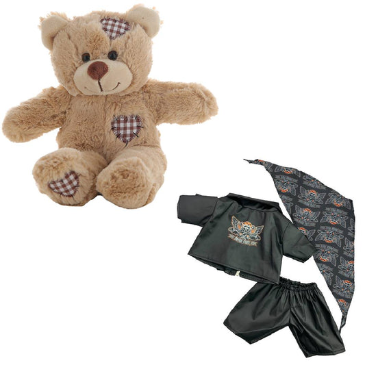 Brown Patches Bear 8 Inch with Biker "King of the Road" Outfit