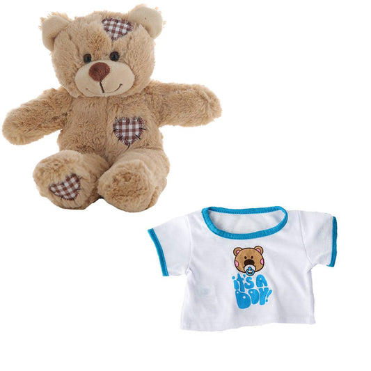 Brown Patches Bear 8 Inch with "It's A Boy" Tee – Plush Toy Outfit