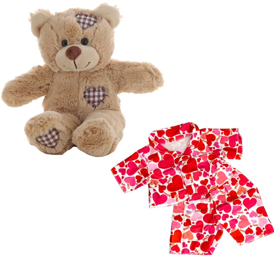 Brown Patches Bear 8 Inch with Love Pajamas – Plush Toy Outfit