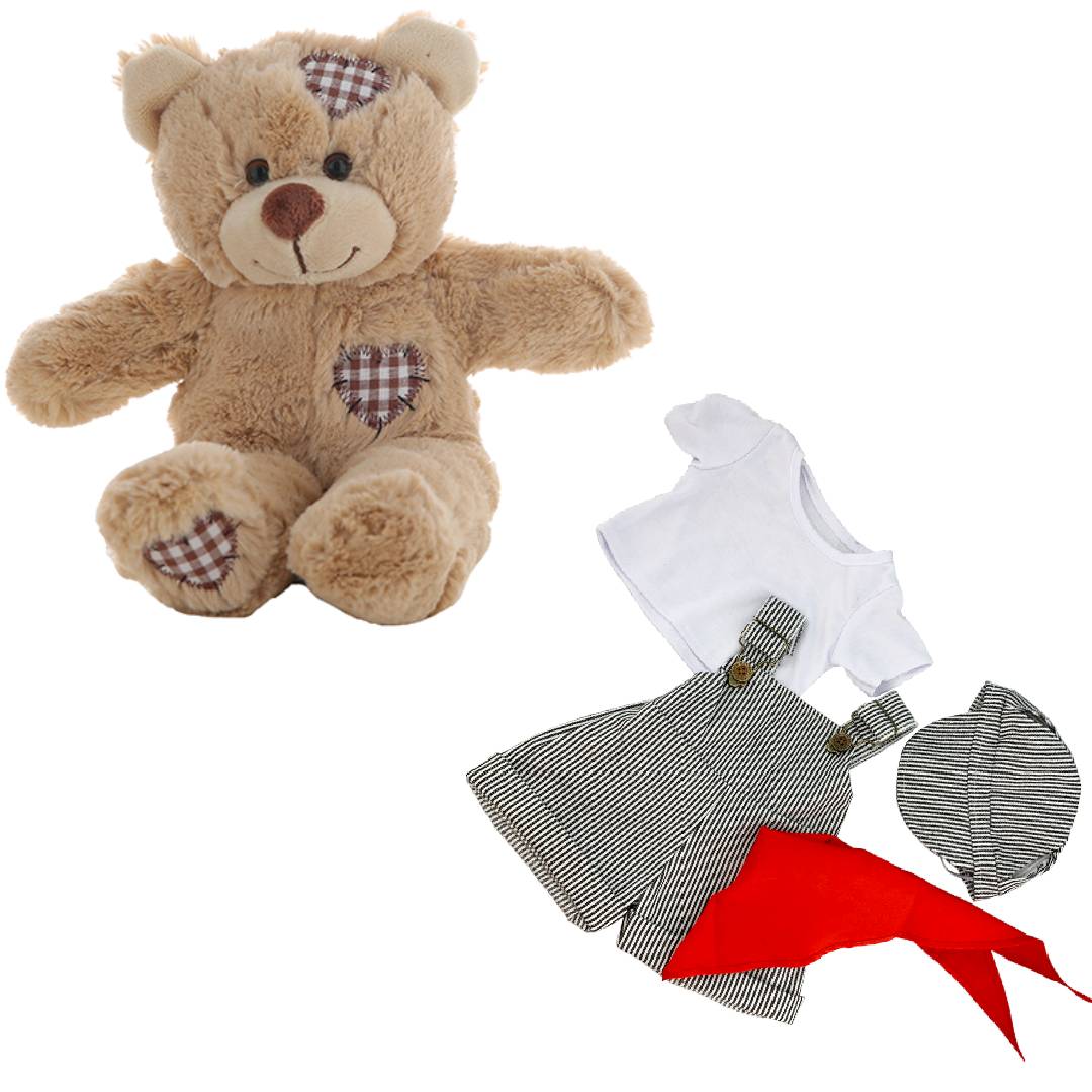 Brown Patches Bear 8 Inch with Train Conductor Outfit – Plush Toy