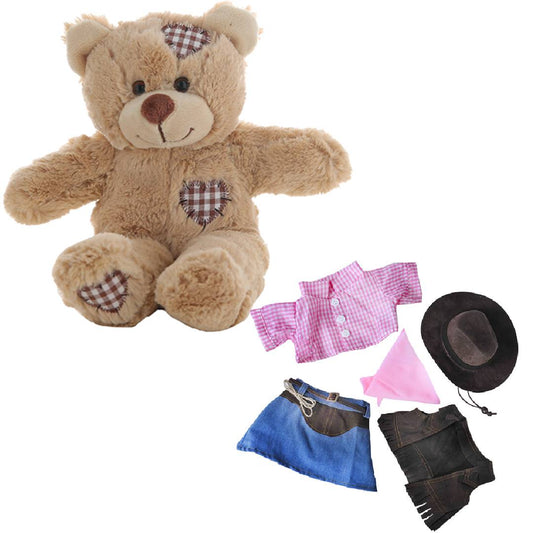 Brown Patches Bear 8 Inch Plush with Cowgirl Outfit & Hat