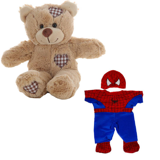 Brown Patches Bear 8 Inch Plush with Spidey Teddy Costume