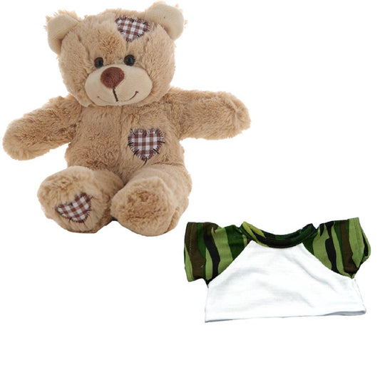 Brown Patches Bear 8 Inch Plush with Camo SpecialTee Outfit