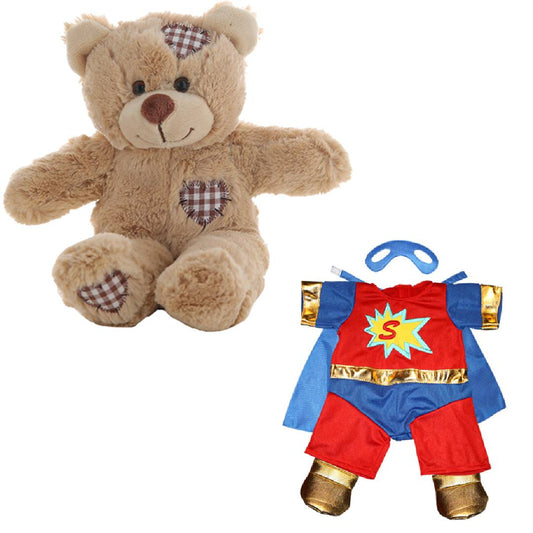 Brown Patches Bear 8 Inch Plush with SuperBear Outfit & Mask