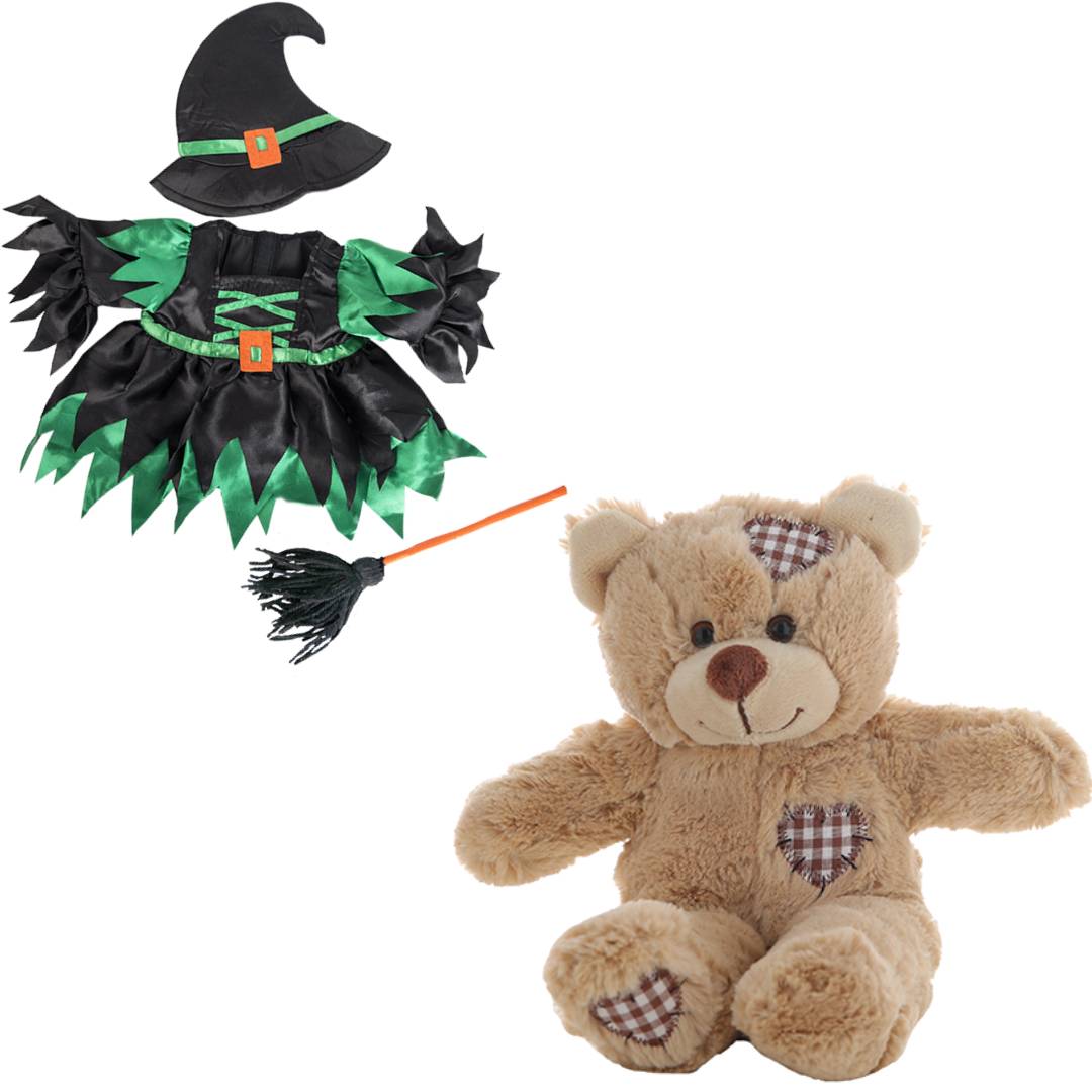 Brown Patches 8 Inch Bear with 16 Inch Wicked Witch Costume Plush