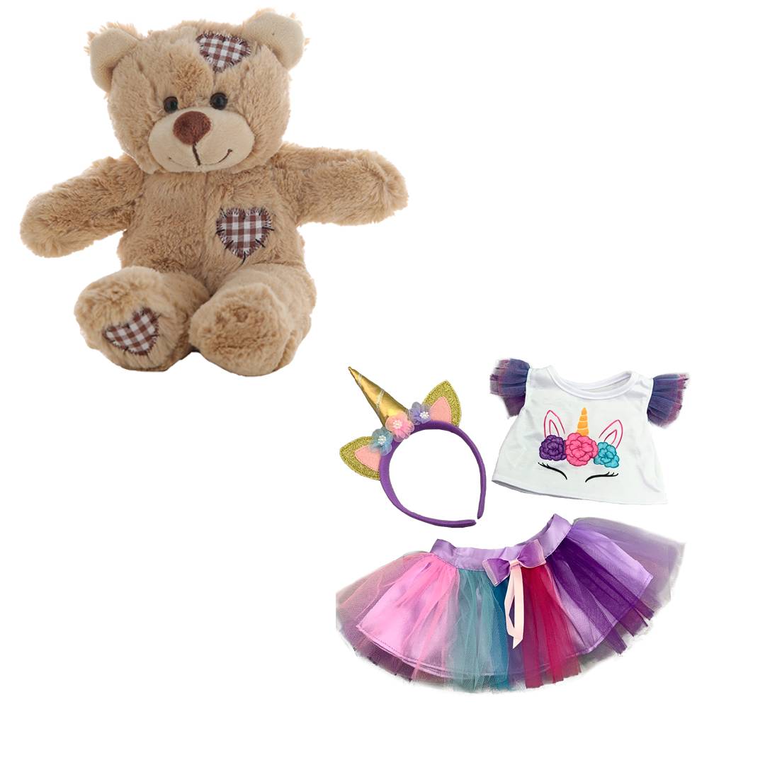 8 Inch Brown Bear Plush with Unicorn Fantasy Outfit – 16” Size ✅