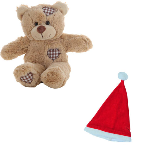 Brown Bear 8 Inch with Christmas Hat Plush Toy