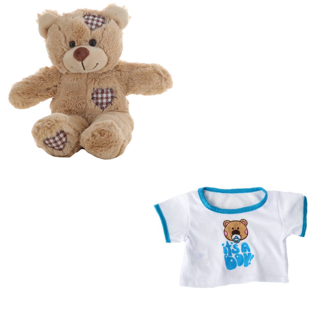 8 Inch Brown Bear Plush with “It’s A Boy” Tee Outfit – 16 Inch