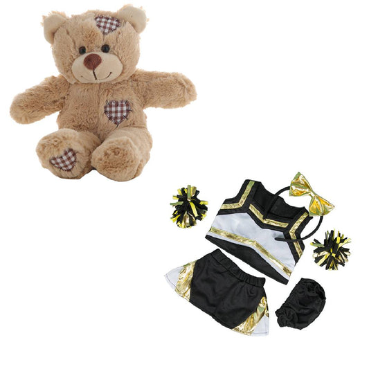 Brown Bear 8 Inch Plush with Gold Black Cheer Outfit 16 Inch