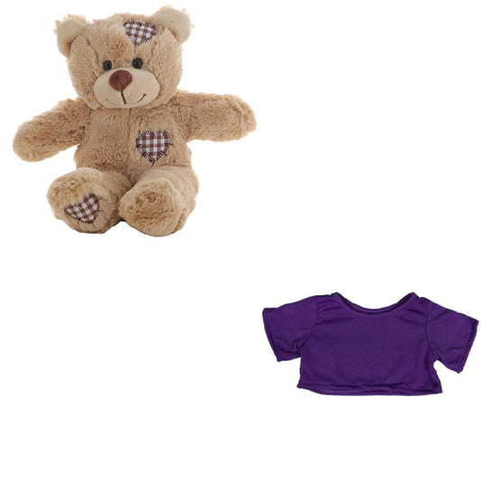 Brown Bear 8 Inch Plush with Purple T-Shirt – 16 Inch Outfit