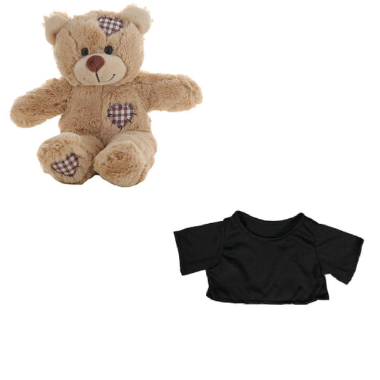 Brown Bear 8 Inch Plush with Black T-Shirt – 16 Inch Outfit